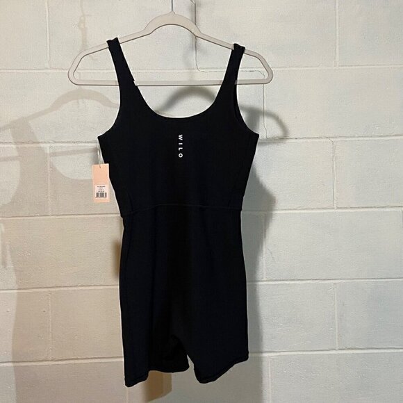 Wilo the Label Women Active Romper Black Ribbed Athleisure Workout Travel Casual - Picture 5 of 7